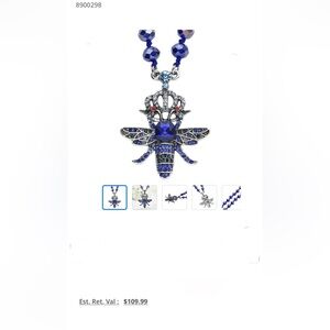 NWT Blue Glass HoneyBee Necklace
